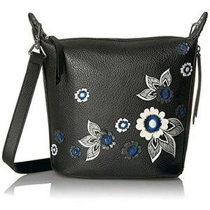 NEW Vera Bradley Black Crossbody Bag with Blue and White Floral Design